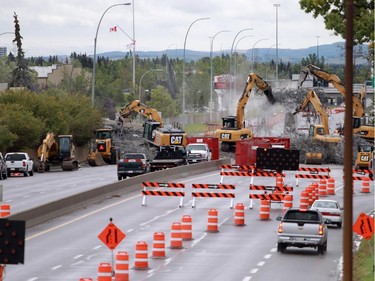 Flanders bridge on Crowchild Trailwas taken down on the weekend. On Sunday September 6, 2015 only the centre piece was left.