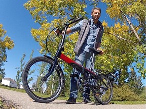 Field testing a Tern folding bike in Calgary.