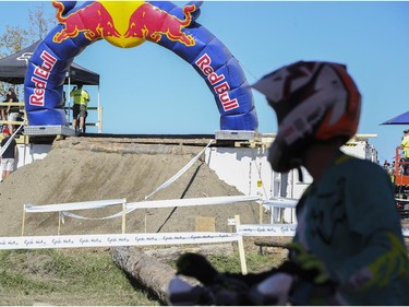 Riders of all skills and ages compete in Canada's only Urban Endurocross Challenge, the Red Bull Rocks & Logs at Wild Rose MX park in Calgary, on September 12, 2015.