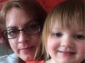 Terry-Lynn Dunbar, pictured with her two-year-old granddaughter Hailey Dunbar-Blanchette, issued a statement thanking the community for their support during their time of grief. The toddler was found dead in a rural area near Blairmore on Tuesday, September 15, 2015, a day after an Amber Alert was issued following her disappearance.