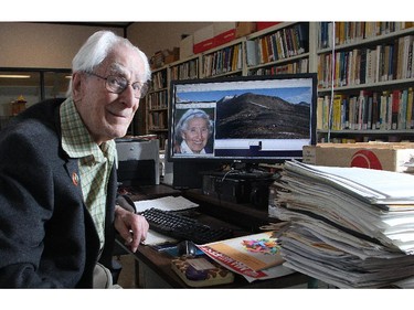 Richard Guy, who turns 99 in two weeks, in his office at the University of Calgary where he is a math emeritus professor Thursday September 10, 2015. The Alpine Club of Canada has named a hut after him and his late wife Louise.