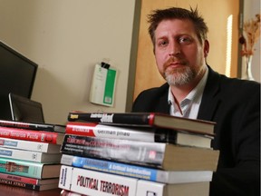 Terrorism researcher Michael Zekulin was photographed in his University of Calgary office on Thursday morning September 3, 2015.