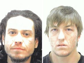 Calgary police released these photos Wednesday of Michael Stoffels, left, and Colton King, right, in connection with an unlawful confinement and robbery investigation.