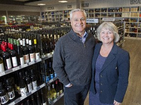 Wayne Henuset and Peggy Perry at their newly renovated Willow Park Wines and Spirits store on Sept. 9, 2015.
