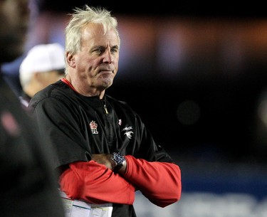 Calgary Stampeders head coach John Hufnagel after the Stamps loss to the Edmonton Eskimos at McMahon Stadium in Calgary on October 10, 2015 .