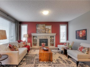 The great room of the Ashton show home by NuVista Homes in Evanston.