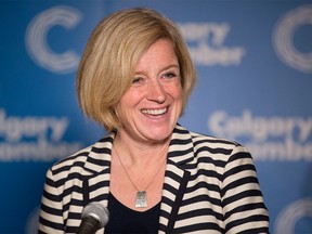 Alberta Premier Rachel Notley speaks at the Calgary Chamber of Commerce luncheon in Calgary, on Oct. 9, 2015.