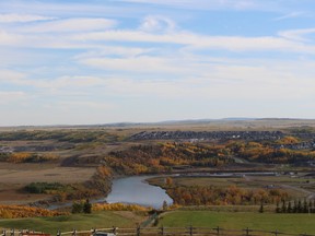 Photo from the town of Cochrane, looking out over the Bow River.