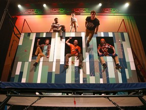 The cast of Flip Fabrique present Catch Me! at Theatre Junction during the Springboard Performance's Fluid Movement Arts Festival in Calgary, on Oct. 22, 2015.