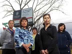 Rodney Yim, Joty Chan, Rosa Jean, Betty Chan and Josephine Chan are tired of being asked to leave when they swim lanes during the public swim. Pictured at Sir Winston Churchill Aquatic Centre in Calgary on Oct. 21, 2015.