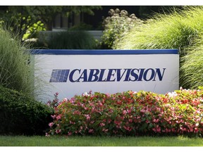 A sign is displayed at Cablevision headquarters in Bethpage, N.Y., Thursday, Sept. 17, 2015. European telecommunications and cable company Altice has agreed to buy New York cable operator Cablevision for $17.7 billion, including debt, as it pursues its aggressive expansion in the U.S.