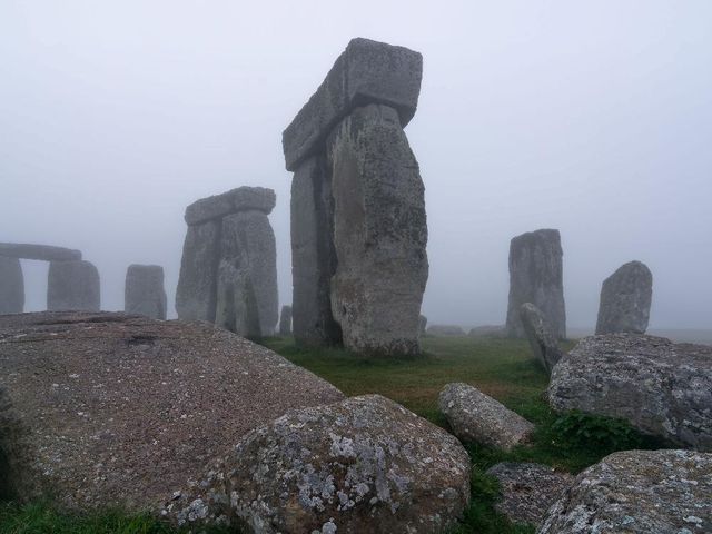 An undated photo made available by the University of Birmingham, England, of Stonehenge where a hidden complex of archaeological monuments has been uncovered using hi-tech methods of scanning below the Earth's surface.