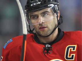 Flames captain Mark Giordano has a closing speed that allows him to defend wide areas of his zone.