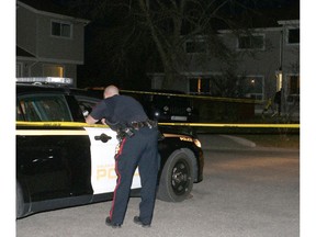 CALGARY, ; OCTOBER 11, 2015  --Calgary City Police were investigating a death in a townhouse at Ranchlands Bay N.W. on Sunday night, October 11, 2015. (Lorraine Hjalte/Calgary Herald) For News story by . Trax # 00069249A