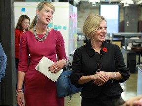 Premier Rachel Notley with Kristina Williams, CEO of Alberta Enterprise Corp., announcing details about how Alberta is helping small and startup companies enter the marketplace.