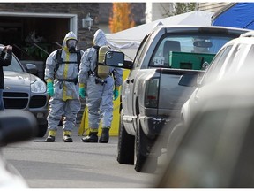Members of the Calgary Police Service were joined by the RCMP, ALERT, Calgary Fire Department and EMS to respond to a home in New Brighton on October 16, 2015, where a suspected drug lab was discovered the day before.