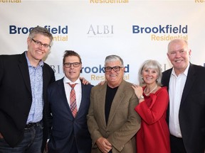 Brookfield Residential Alberta chief operating officer Trent Edwards, Albi Homes president and managing partner Allan Klassen, Albi founder and co-chair Tom Mauro, Albi co-chair Debra Mauro and Brookfield's president and CEO Alan Norris.