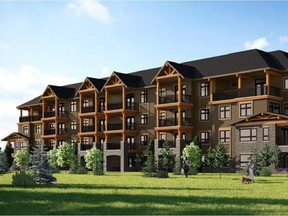 An artist's rendering of the front exterior of Pinnacle at Kincora.