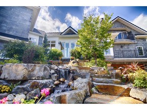 A waterfall feature outside a $12.25 million home on the market in Aspen.