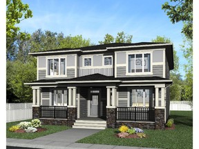 An artist's rendering of the Emerson duplex by Trico Homes in Legacy.