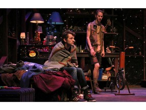 A scene from The Circle at ATP by Calgary playwright Geoffrey Simon Brown who plays Mutt, on the right. Photo by Leah Hennel, Calgary Herald