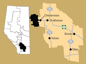 A map of the Bow River riding.