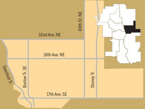 A map of the Calgary Forest Lawn riding.