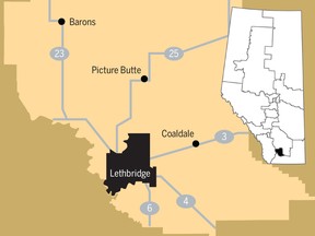 A map of the Lethbridge riding.