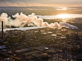 An aerial view of Syncrude's oilsands upgrading facility north of Fort McMurray on June 18, 2013.