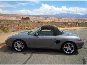 Ileane and Jeff Pfeifer's 2004 Porsche Boxster S was stolen from their Douglasdale garage at the end of September. Their beloved vehicle is pictured here on a recent trip to Moab, Utah.