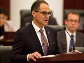 Finance Minister Joe Ceci delivers the provincial budget in Edmonton on Tuesday.