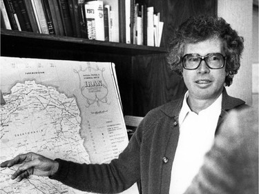 Ken Taylor, the Canadian ambassador to Iran, briefs a reporter on the current conditions in Iran one week before leaving Iran with six Americans in a 1980 file photo. Taylor, who sheltered six U.S. citizens during the 1979 Iranian hostage crisis, has died, says a family friend