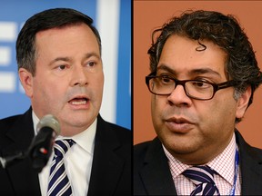 On the left, Jason Kenney, federal minister of National Defence and minister for Multiculturalism. On the right, Calgary Mayor Naheed Nenshi