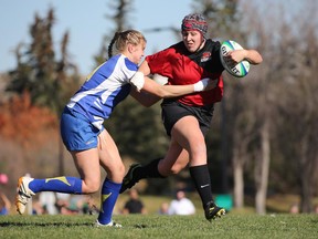 DaLeaka Menin is one of three sisters on the U of C Dinos women's rugby team, which is trying to qualify for nationals this weekend.