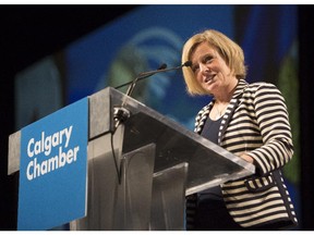 Alberta Premier Rachel Notley speaks at the Calgary Chamber of Commerce luncheon in Calgary, on Oct. 9, 2015.