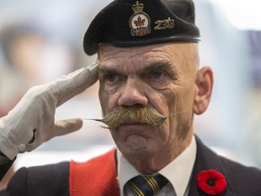 Sgt at Arms, Norman Cole, during the poppy fund parade at Chinook Mall in Calgary, on October 31, 2015.