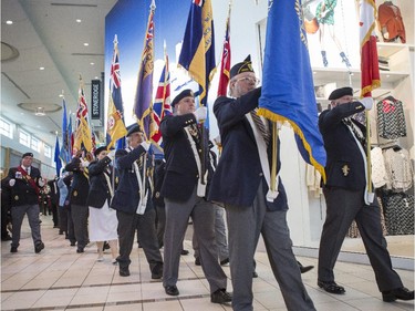 The poppy fund launches with a parade in Chinook Mall in Calgary, on October 31, 2015.