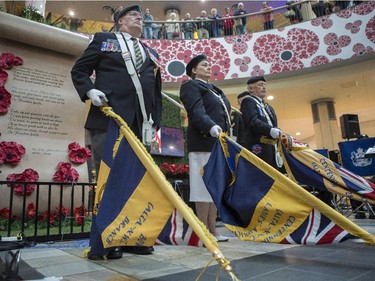 Poppy launch parade, moment of silence, at Chinook Mall in Calgary, on October 31, 2015.