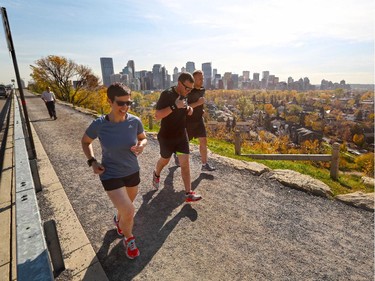 Changes could be coming to the ground limestone material currently on Crescent Road Pathway in Crescent Heights. Runners take advantage of a warm fall afternoon to run along the pathway on Thursday afternoon.