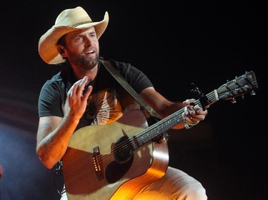 Dean Brody performs on the Road Trip double bill at the Saddledome Friday night October 2, 2015. He opened for Paul Brandt.