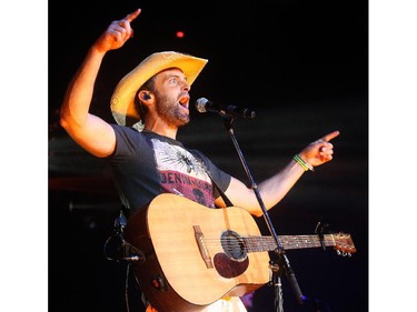 Dean Brody performs on the Road Trip double bill at the Saddledome Friday night October 2, 2015. He opened for Paul Brandt.