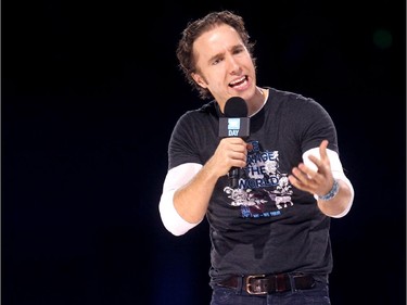 WE Day Co-Founder Craig Kielburger rallied the crowd during WE Day in Calgary at the Scotiabank Saddledome on October 27, 2015.