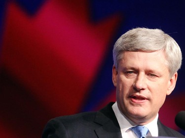 Prime Minister Stephen Harper concedes defeat at Conservative headquarters Monday night October 19, 2015.