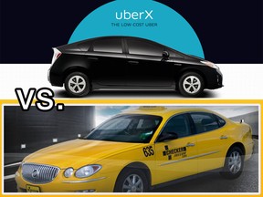 How does an UberX car compare with a traditional taxi?