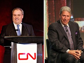 CN Rail President and CEO Claude Mongeau, left, and Hunter Harrison, Canadian Pacific Railway CEO, have both stepped back from their respective companies to recover from health issues.