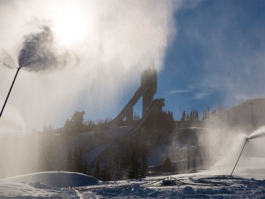 The snow machines at work at COP in preparation for the hill's season opening.