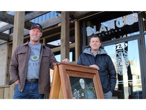 Jeff Hines and Patrick Hill outside Blanco one of their restaurants