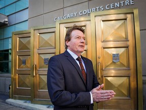 Former TV journalist Arthur Kent outside court during a break in his lawsuit against Postmedia and other individuals related to a 2008 column, in Calgary on Monday, Nov. 16.