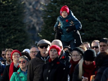 Crowds gather at the cenotaph during the annual Remembrance Day ceremony in Central Memorial Park.