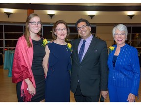 Pictured with reason to smile at the  Rozsa Foundation 25th anniversary celebration are, from left,  Mary Christina Rozsa de Coquet, Rozsa Foundation Director, Mary Rozsa de Coquet, president and chair, Rozsa Foundation, Mayor Naheed Nenshi and Ruth Ann Rayner, Rozsa Foundation director.
